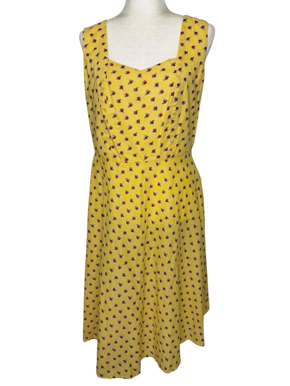 April Cornell Yellow Floral Cotton Midi Dress Size L